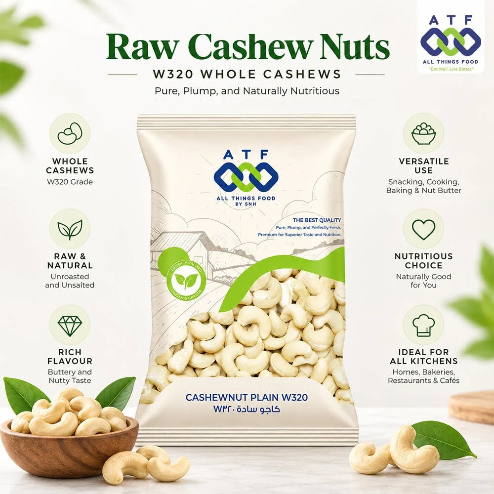 ATF Raw Cashew Nuts W320 1KG whole cashews